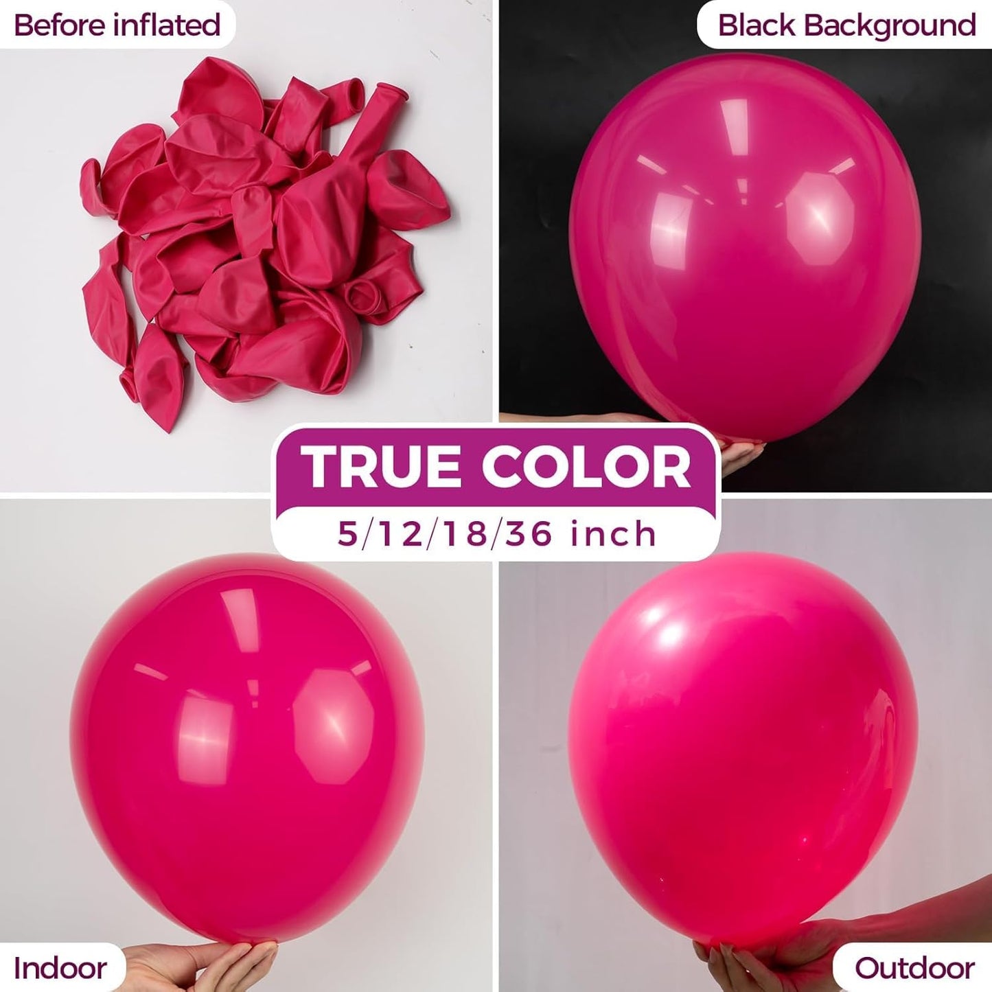 Bezente Hot Pink Balloons - 18 Inch Thick Latex Balloons for Weddings, Parties & Events | 30 Pack