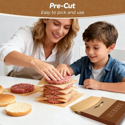 Heavy Duty Patty Paper Sheets - 360 Count Unbleached Parchment Squares for No-Stick Burger Separation | 6"x 6"