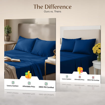 Utopia Bedding Full Size Sheet Set - Soft, Breathable Microfiber | 4-Piece in Dusk Blue, Oeko-Tex Certified