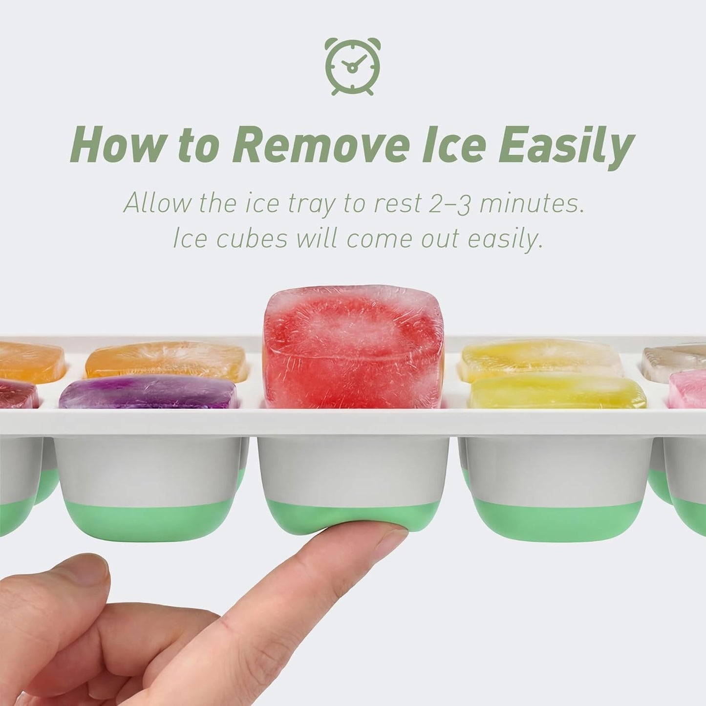 Skiennix Ice Cube Tray - Durable Stackable 28-Cube Design with Removable Lids | Easy-Release Plastic & Silicone
