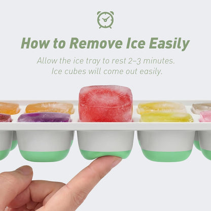 Skiennix Ice Cube Tray - Durable Stackable 28-Cube Design with Removable Lids | Easy-Release Plastic & Silicone