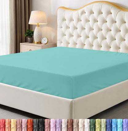 Utopia Bedding Queen Fitted Sheet - Bottom Sheet - Deep Pocket - Soft Microfiber - Shrinkage and Fade Resistant - Easy Care -1 Fitted Sheet Only (Spa Blue)