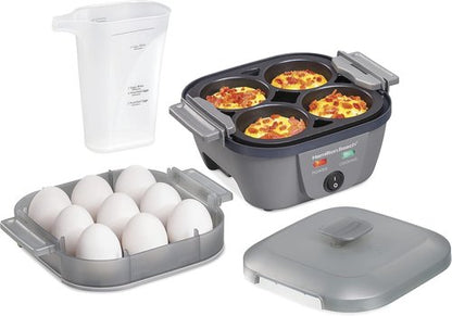 Hamilton Beach 6-in-1 Electric Egg Cooker - Versatile Hard Boiled, Poached & Omelet Maker | Grey, 5.25” Non-Stick Skillet
