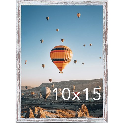 JCJMY 10x15 Picture Frame Rustic White for Wall Hanging, Wall Mounting Horizontally or Vertically, 10 x 15 Wall Gallery Poster Photo Frame with Shatter Resistant Plexiglass, Rustic White
