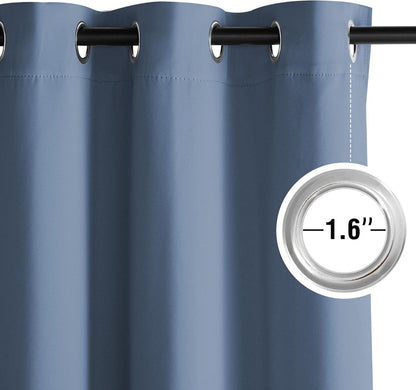 NICETOWN Room Darkening Curtains - Stone Blue Drapery Panels, 52" x 84" for Enhanced Privacy
