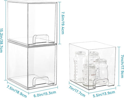 Vtopmart Clear Stackable Storage Drawers - 4 Pack Plastic Organizers for Skincare & Beauty Supplies | 7.6" Size