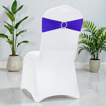 MDS Spandex Chair Sashes - Premium Stretch Covers with Buckle Slider for Weddings & Events | Royal Blue, Pack of 50