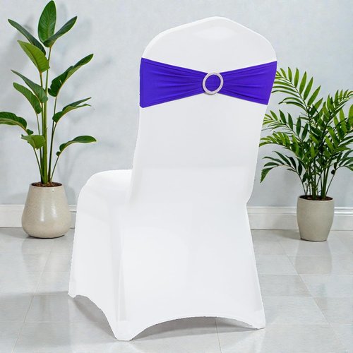 MDS Spandex Chair Sashes - Universal Elastic Stretch Bands with Buckle Slider Bow | Royal Blue, Pack of 125