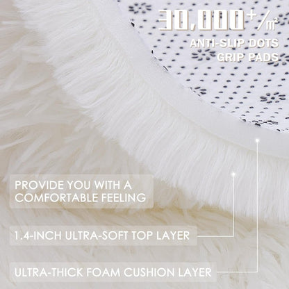 OLANLY 4x5 Machine Washable Accent Rug, Soft Fluffy Shaggy Area Rug for Bedroom, Living Room, Indoor Floor Carpet for Kids, Nursery, Home Decor, Ivory