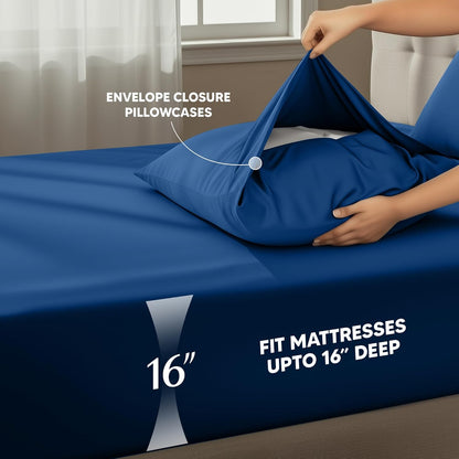 Utopia Bedding Full Size Sheet Set - Soft, Breathable Microfiber | 4-Piece in Dusk Blue, Oeko-Tex Certified