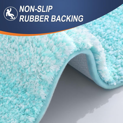 OLANLY Bathroom Runner Rugs - Extra Soft Microfiber Mat 47x24 | Quick Dry, Washable, Teal Color