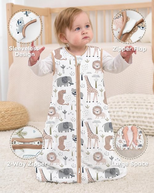 Yoofoss Baby Sleep Sack 12-18 Months, 1.5 Tog Baby Wearable Blanket with 2-Way Zipper, 100% Cotton Organic Fabric Winter Infant Sleeping Sack, Warm Soft Comfy