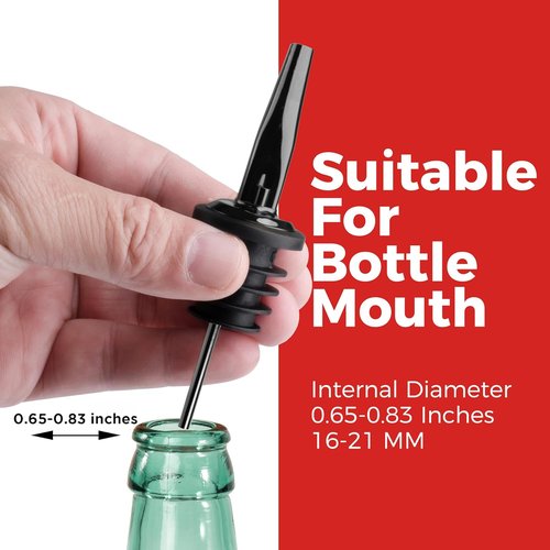 48 Pack Stainless Steel Bottle Pourers for Alcohol, Liquor, and Wine - Bar Accessories, Spouts for Bottles and Dispensers (gun black)