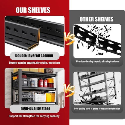 **Regine Switzerland Heavy Duty Garage Shelving - 3000 lbs Capacity, Adjustable 5-Tier Metal Unit | 78"x46"x20"**