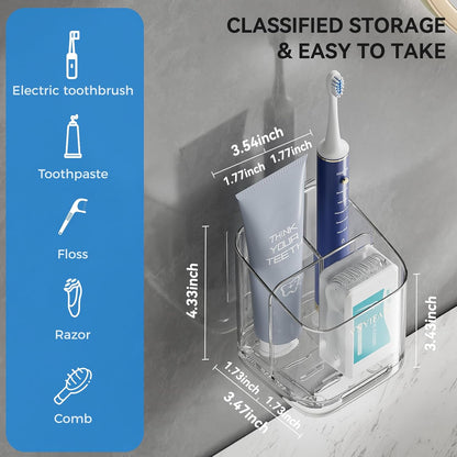 Skiennix Toothbrush Holder - 3 Slot Wall-Mounted Organizer with Removable Divider for Bathroom & Kitchen
