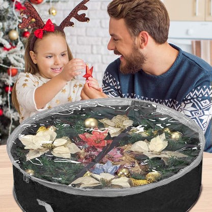 Primode Wreath Storage Bag 24" - Durable 600D Oxford Container with Clear Window for Easy Holiday Storage