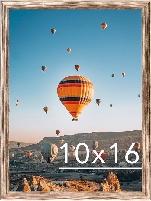JCJMY 10x16 Rustic Brown Picture Frame - Durable Wall Mount for Horizontal or Vertical Display
