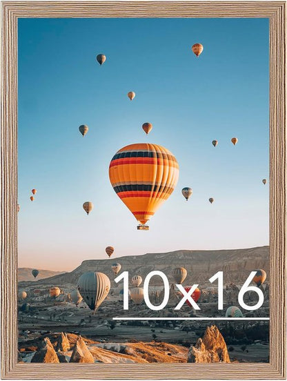JCJMY 10x16 Rustic Brown Picture Frame - Durable Wall Mount for Horizontal or Vertical Display