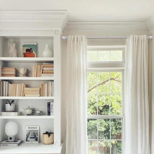 GXOACKJ Silver Curtain Rods - Heavy Duty 5/8 Inch Metal Set for Windows 66 to 120 Inch | 2 Pack