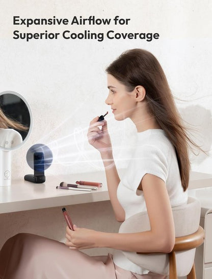Aecooly Slim Portable Fan - USB Rechargeable Mini Handheld Fan | 24-Hour Cooling Time, Black