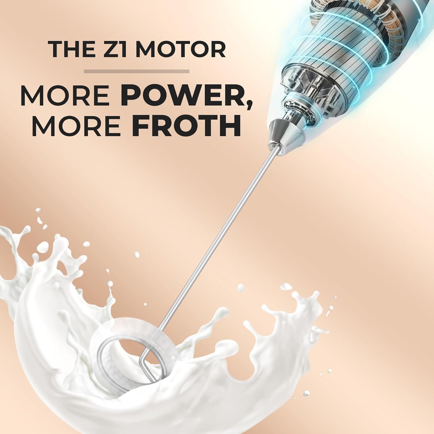 Zulay Milk Frother - Handheld Drink Mixer for Coffee & Cappuccino | Includes 4 Duracell Batteries