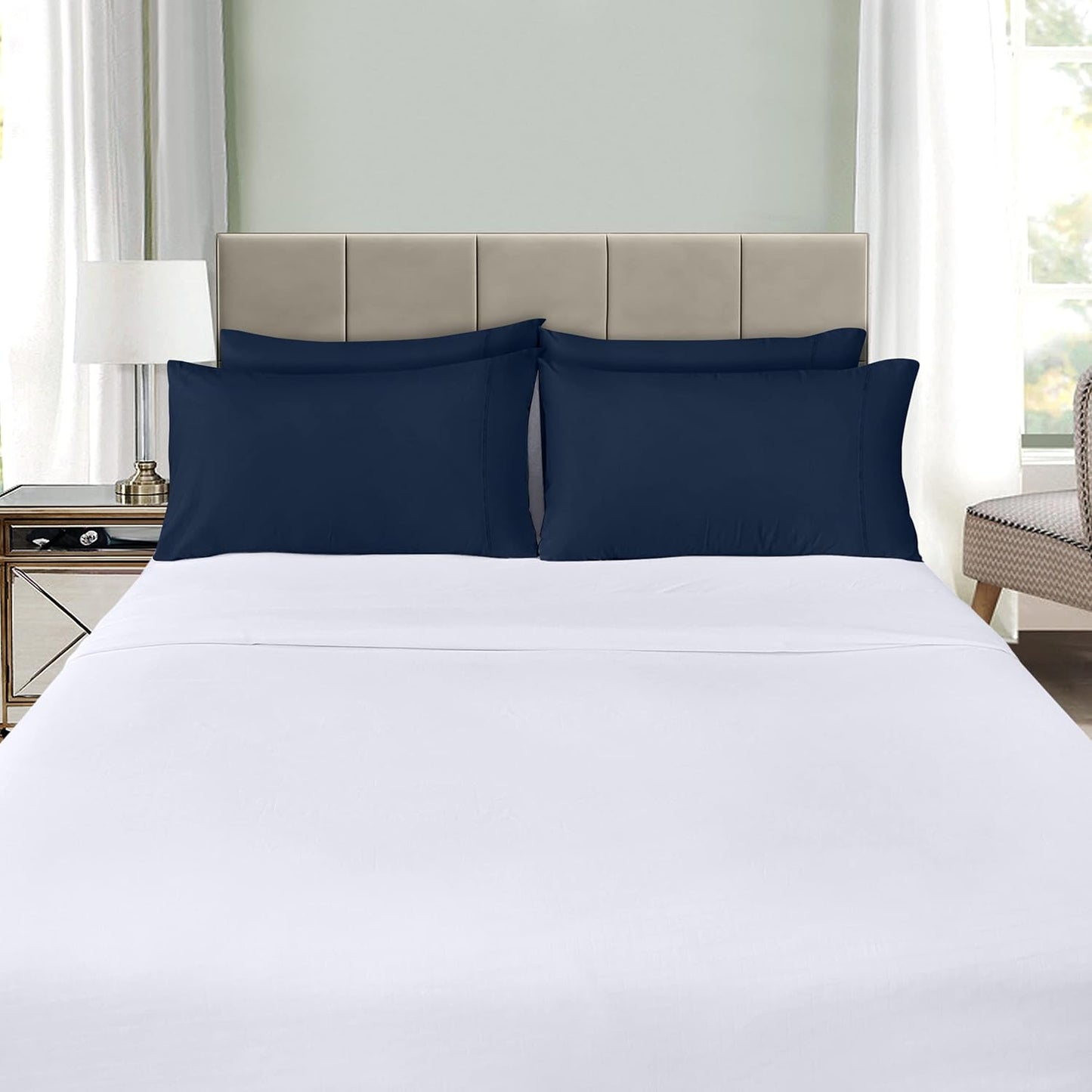 Utopia Bedding King Pillow Cases - Soft Brushed Microfiber - 4 Pack, Navy | 20 X 36 Inches
