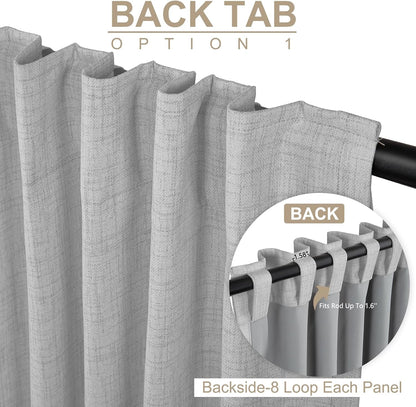 Skiennix 100% Blackout Curtains - Thermal Insulated Linen Drapes, 50" W x 63" L, Grey | 2 Panels Set