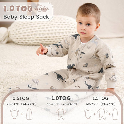 Yoofoss Baby Sleep Sack - Organic Cotton Long Sleeve Wearable Blanket for Infants 6-12 Months | 1.0 Tog