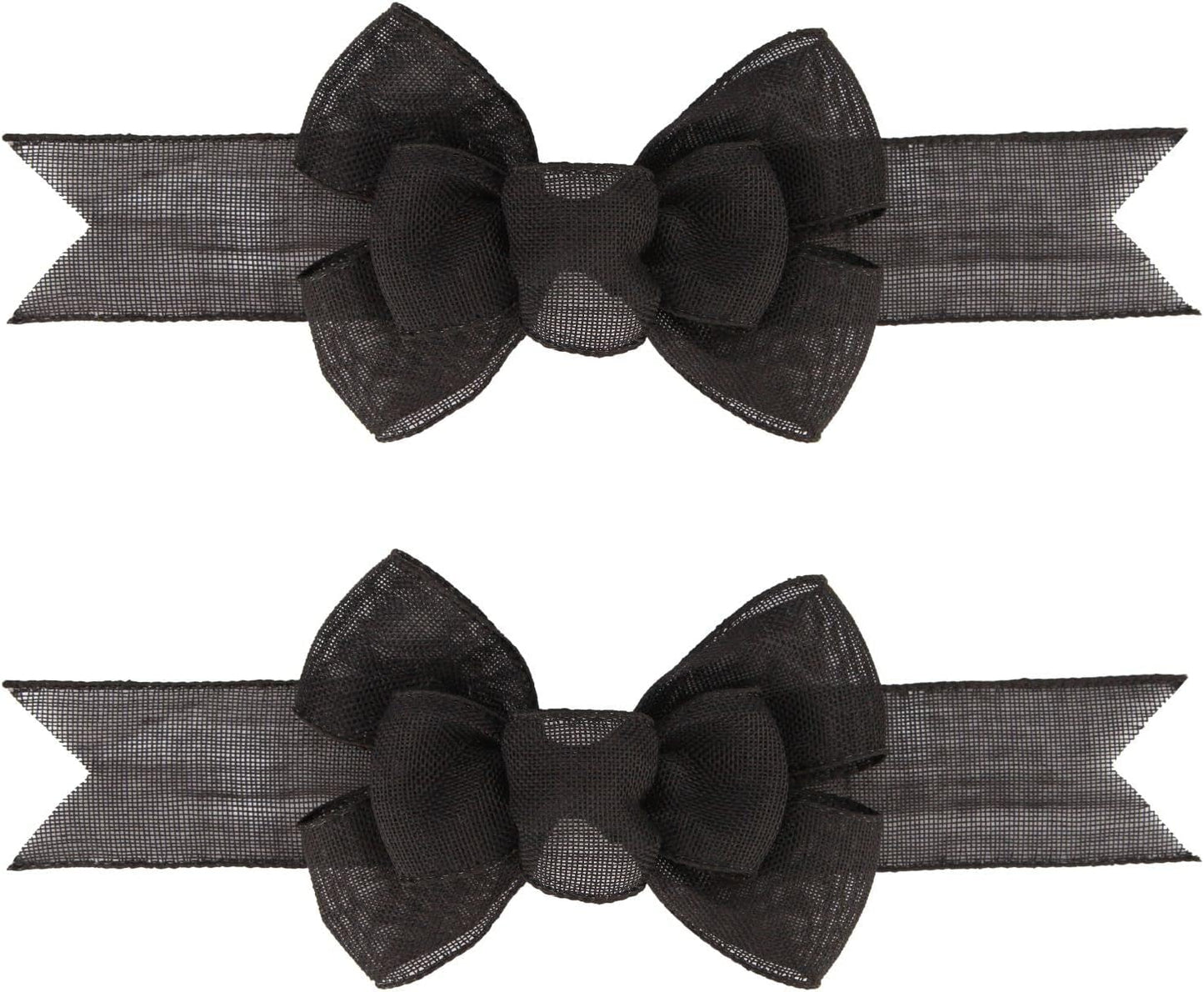 Meseey Black Wired Ribbon - Handmade Burlap Bows for Wreaths & Gift Wrapping | 2 Pcs Set