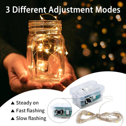Skiennix 20 LED Yellow Fairy Lights - 7Ft Twinkle String Lights | Battery Operated & Waterproof for Festive Decor