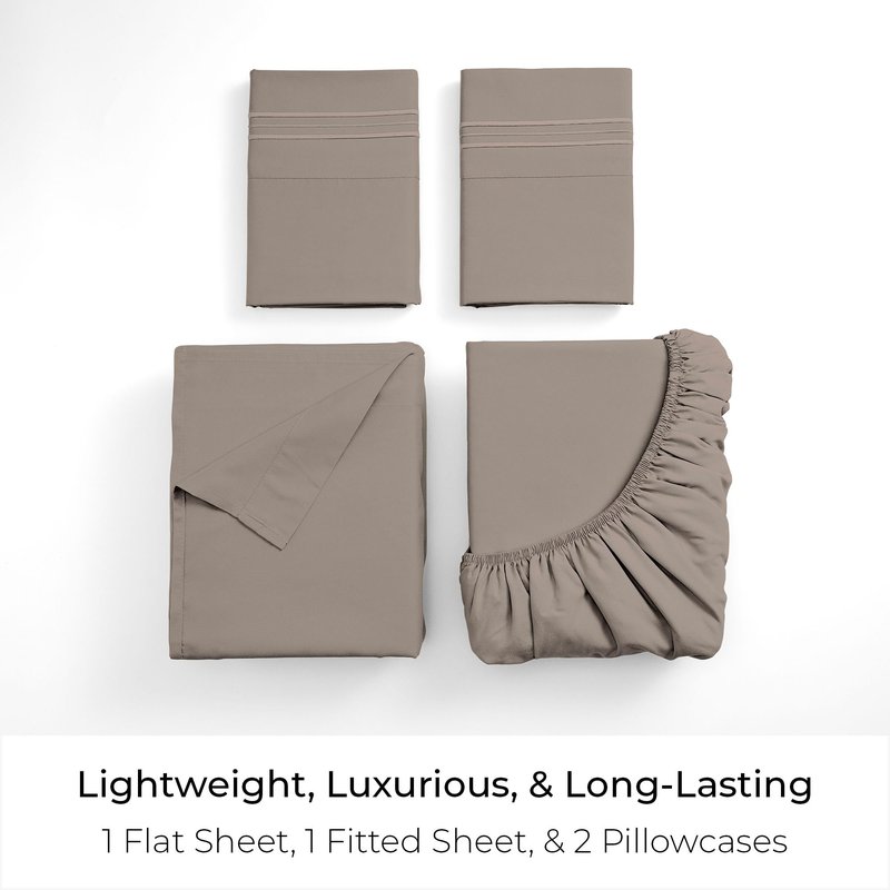 Mellanni Full Sheets Set - 4 PC Iconic Collection Bedding - Hotel Luxury, Extra Soft, Cooling Bed Sheets - Wrinkle, Fade, Stain Resistant (Full, Tan)