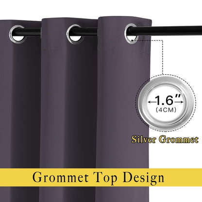 NICETOWN Bedroom Blackout Curtains and Drapes 54" L - Window Treatment Thermal Insulated Solid Grommet Blackout Draperies for Home Office (Greyish Purple, 2 Panels=92" Wide)