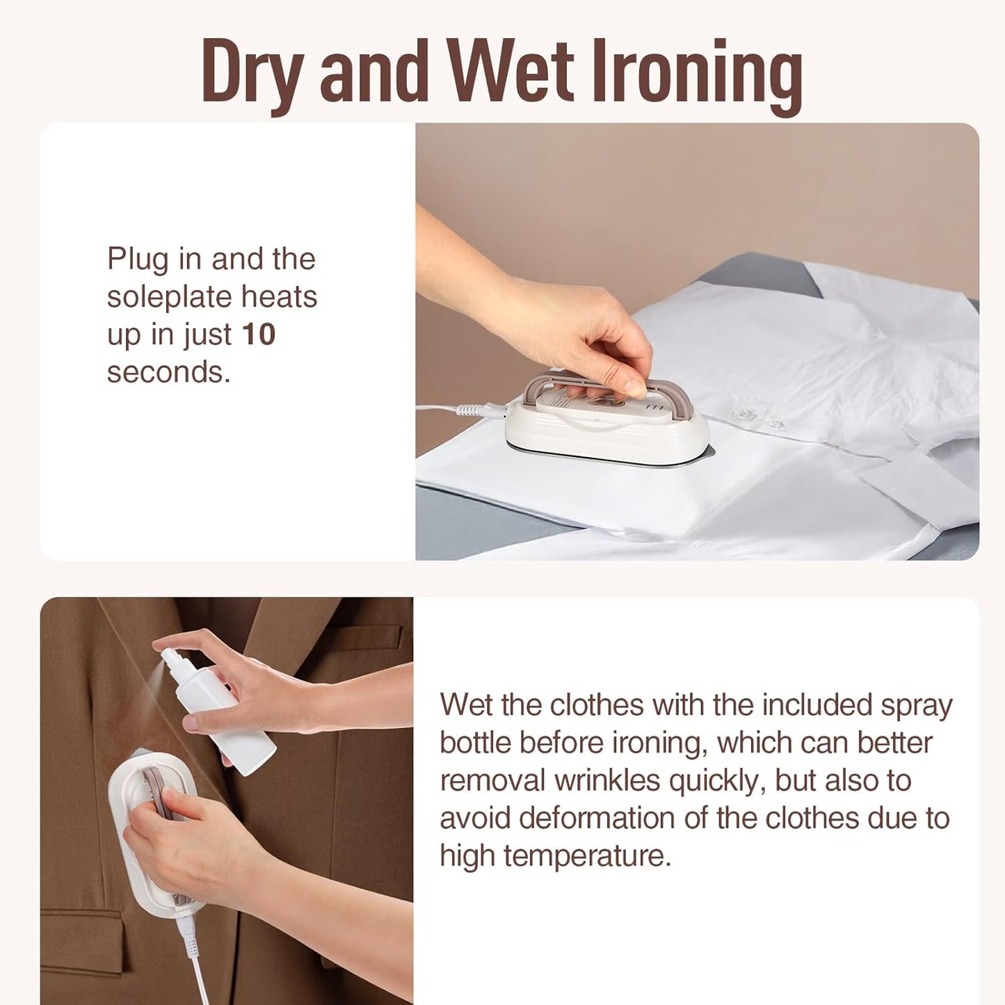 Skiennix Mini Travel Iron - Portable 100-230V Dry Iron with Non-Stick Soleplate | Ultra-Lightweight for Sewing & Quilting