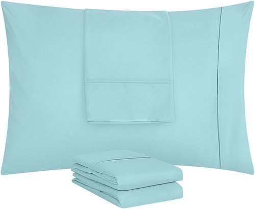 Utopia Bedding Queen Pillow Cases - 4 Pack - Envelope Closure - Soft Brushed Microfiber Fabric - Shrinkage and Fade Resistant Pillow Covers Queen Size 20 X 30 Inches (Queen, Spa Blue)