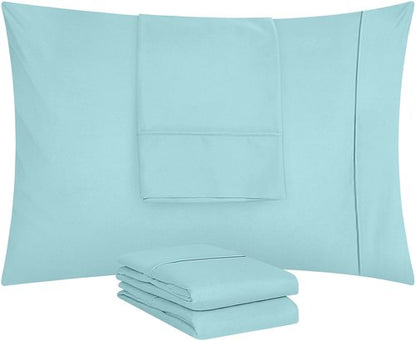 Utopia Bedding Queen Pillow Cases - 4 Pack - Envelope Closure - Soft Brushed Microfiber Fabric - Shrinkage and Fade Resistant Pillow Covers Queen Size 20 X 30 Inches (Queen, Spa Blue)