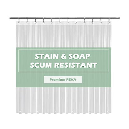 EHZNZIE Clear Shower Curtain Liner Light Weight PEVA, Shower Liner 72x72 Inches, Waterproof, No Chemical Smell with 12 Rust Proof Metal Grommets Holes for Bathroom Shower Curtain