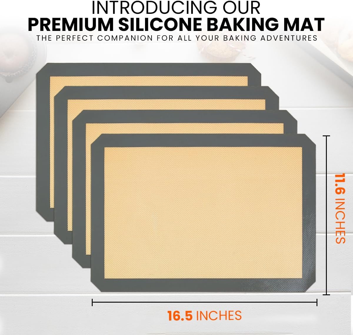Skiennix Silicone Baking Mats - Non-Stick, Reusable Half Sheet for Cookies & Pastries | 4 Pack