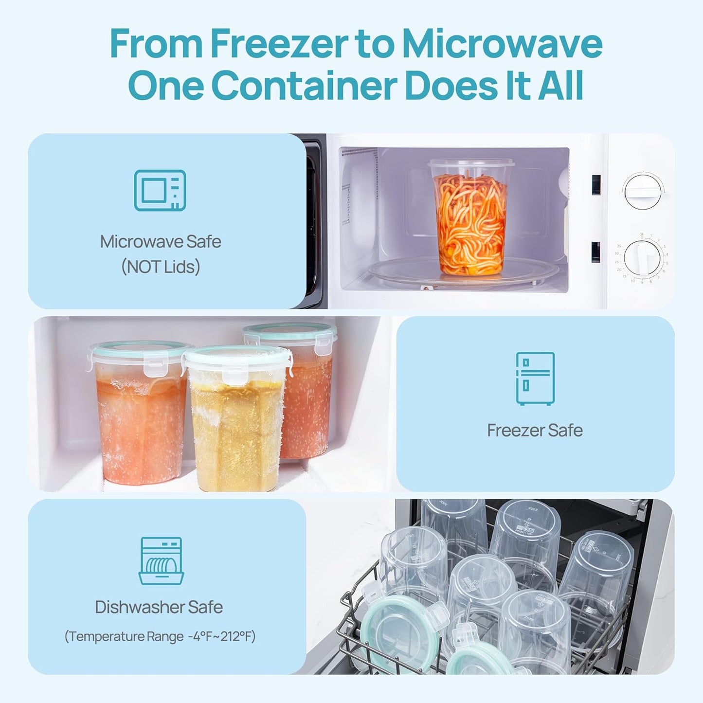 Vtopmart Glass Storage Containers Set - 8 Pack with Lids & 6 Pack Plastic Soup Containers