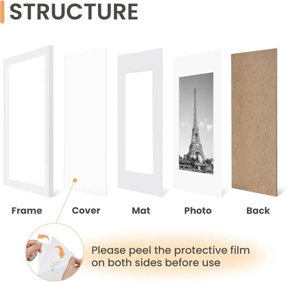 Upsimples 12x18 Picture Frame Set of 5 - Versatile Wall Gallery Frames for 11x17 or 12x18 Photos | White