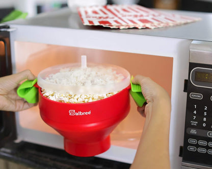Salbree Collapsible Silicone Microwave Popcorn Popper - 16 Cup Capacity, Versatile & Colorful Options (Red)