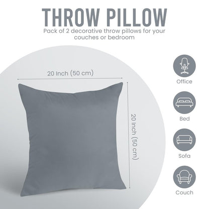 Utopia Bedding 20x20 Pillow Inserts, Set of 2, Grey – Indoor Decorative Throw Pillows for Bed, Sofa & Couch – Soft, Supportive & Fluffy Cushion Inserts