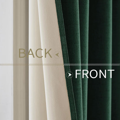 MIULEE Blackout Linen Curtains - Thermal Insulated Emerald Green Drapes | 52 x 90 Inch (2 Panels)