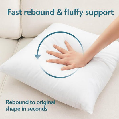 LANE LINEN 16x16 Throw Pillow Inserts - Set of 4 White Decorative Pillow Fillers for Couch & Bed