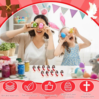 Bememo 25 Pcs Little Jesus Figures, Mini Jesus Loves You Figures, Original Design Multicolor Tiny Easter Figurines to Hide and Seek Religious Gifts for Easter Egg Stuffers(Red)