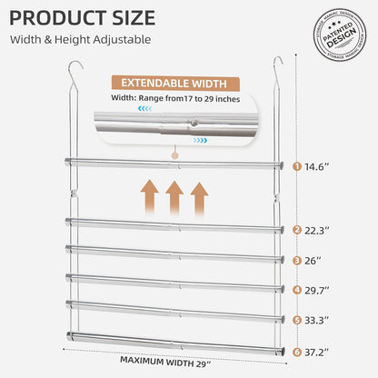 Storage Maniac Adjustable Closet Hanging Rod - Space-Saving Organizer for Clothes | 2 Pack Chrome