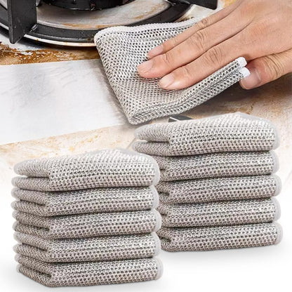 Skiennix Multifunctional Wire Dishcloths - Premium Non-Scratch Dishwashing Rags (10 Pack) for Wet & Dry Use