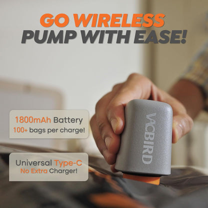 Vacbird Rechargeable Wireless Pump Travel Storage Bags - 20 Pack Space Saver for Clothes & Blankets