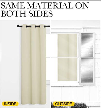 NICETOWN Beige Room Darkening Curtains - 90" Long | Total Privacy Drape Panels for Boho Farmhouse Decor (Set of 2, 55" Wide)