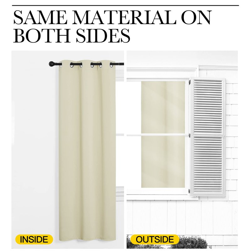 NICETOWN Room Darkening Curtain Panels - Baby Room Curtains 95 inches Long, Privacy Draperies (Beige, 42 inches Width, 1 Pair)