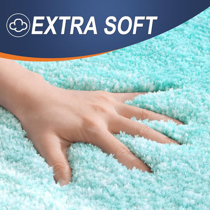 OLANLY Luxury U-Shaped Toilet Rug - Extra Soft, Absorbent Microfiber Bath Mat, 24x20, Teal